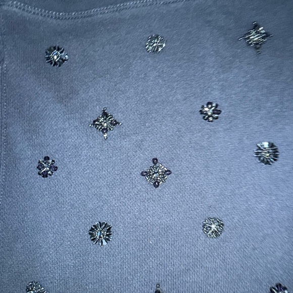 J. Crew Navy Embellished Short sleeve Sweater top sz. S - Picture 3 of 6